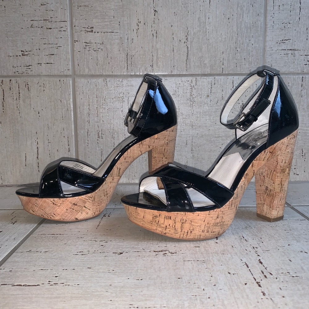 Michael Kors patent leather & cork platform heels